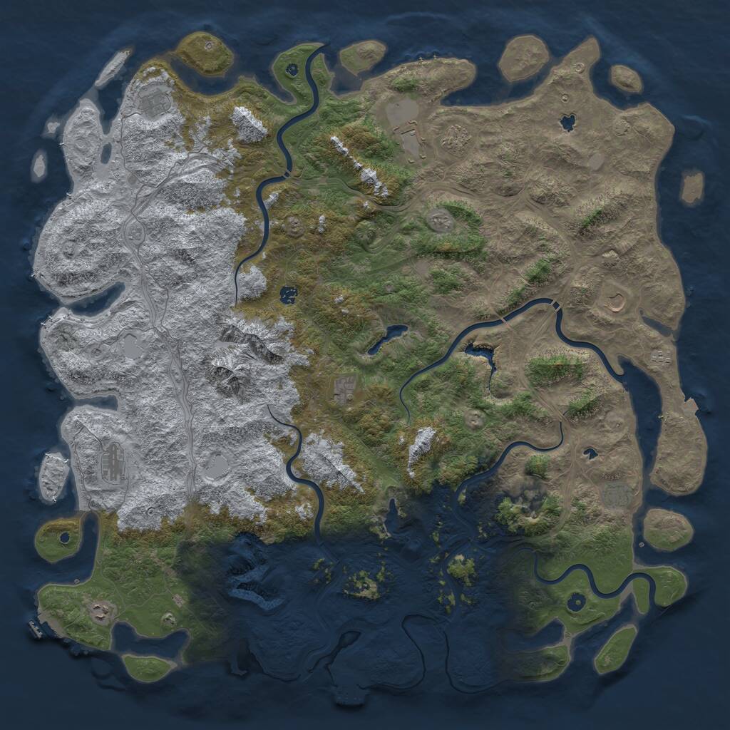 Rust Map: Procedural Map, Size: 6000, Seed: 846987419, 17 Monuments