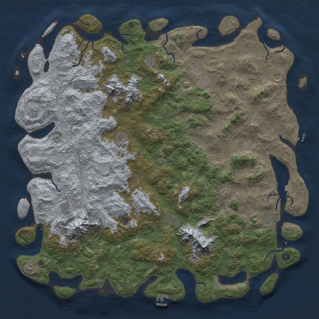 Rust Map: Procedural Map, Size: 6000, Seed: 846987419, 17 Monuments