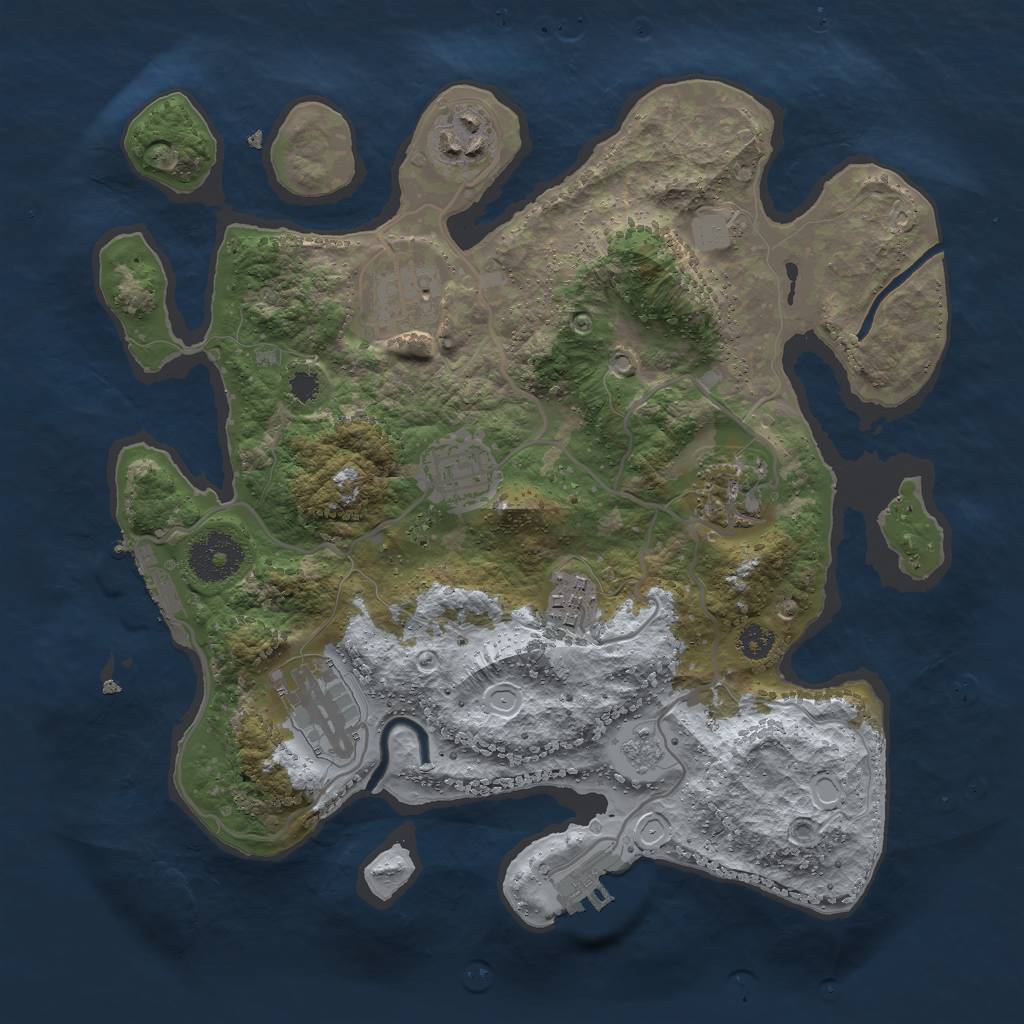 Rust Map: Procedural Map, Size: 3000, Seed: 61991, 14 Monuments