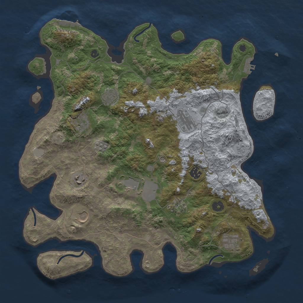 Rust Map: Procedural Map, Size: 4000, Seed: 85774, 19 Monuments
