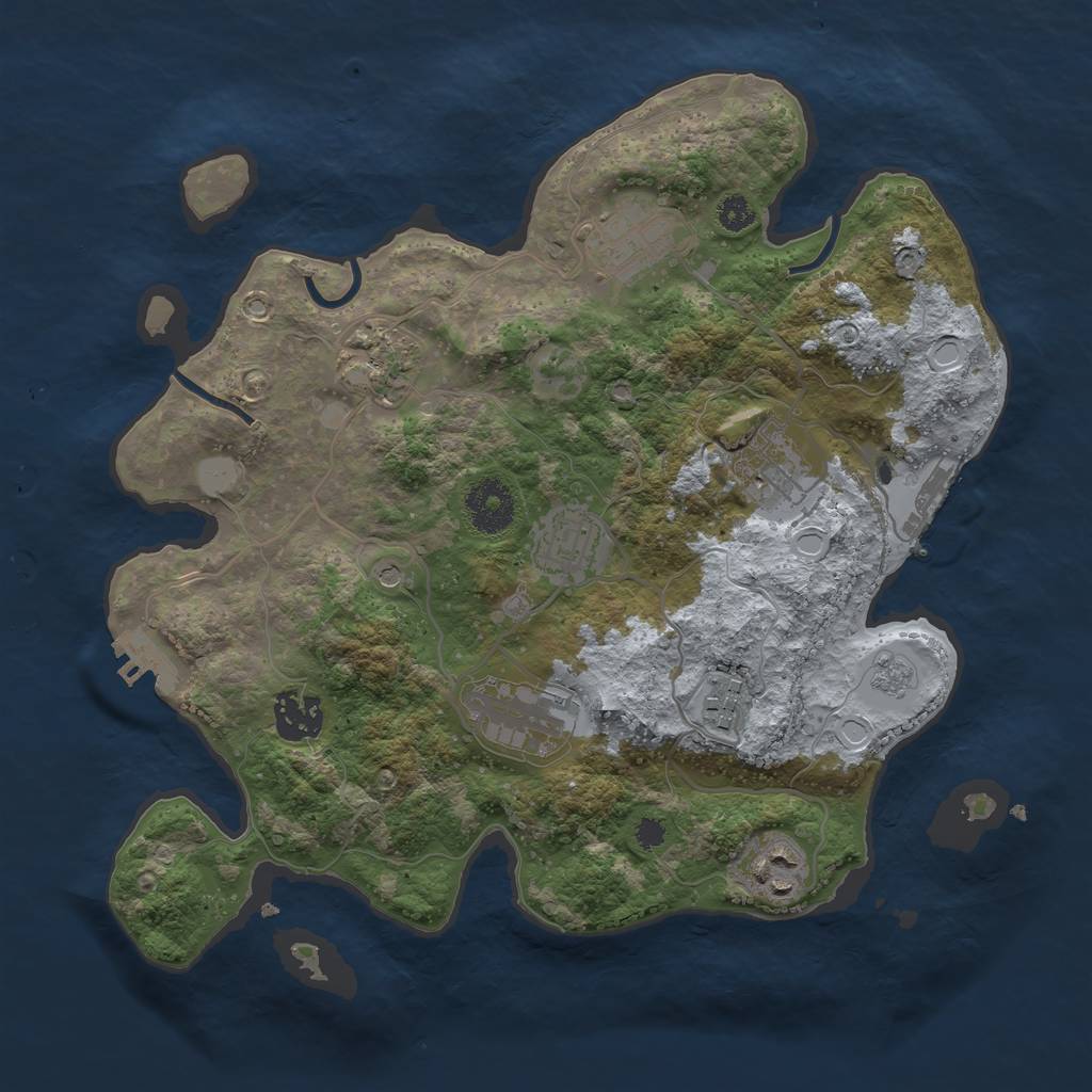 Rust Map: Procedural Map, Size: 3200, Seed: 558762, 17 Monuments