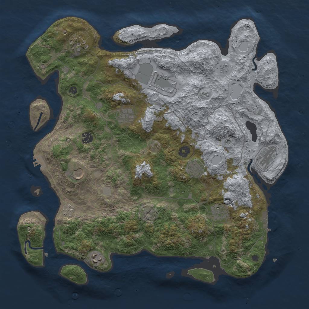 Rust Map: Procedural Map, Size: 4000, Seed: 453123, 19 Monuments