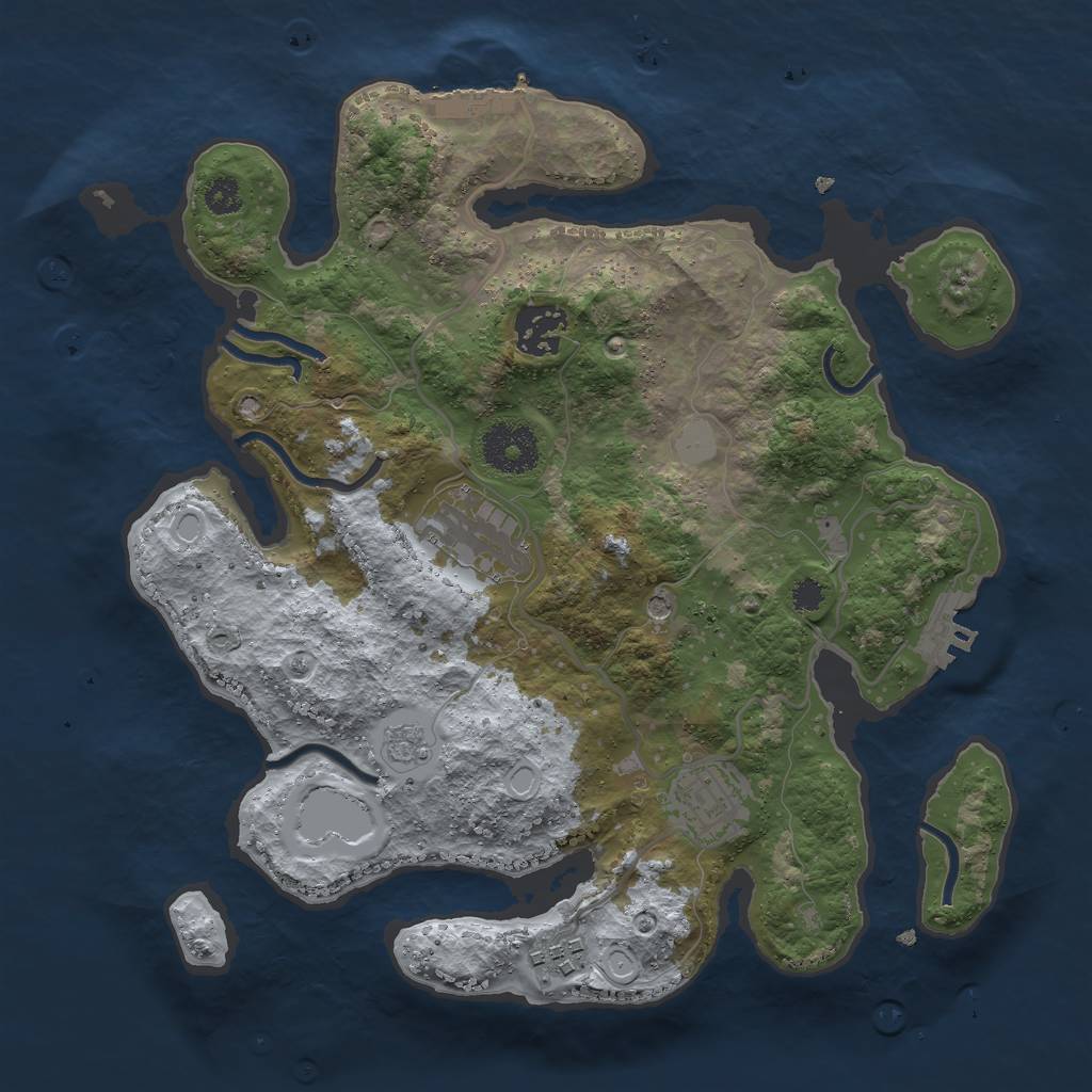 Rust Map: Procedural Map, Size: 3000, Seed: 802943733, 13 Monuments