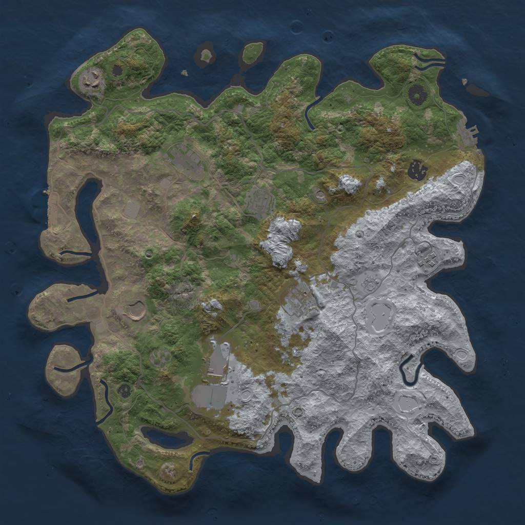 Rust Map: Procedural Map, Size: 4000, Seed: 243595, 17 Monuments