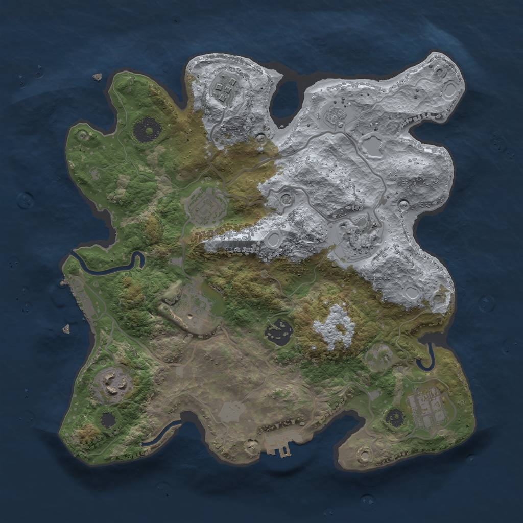 Rust Map: Procedural Map, Size: 3000, Seed: 7036249, 16 Monuments