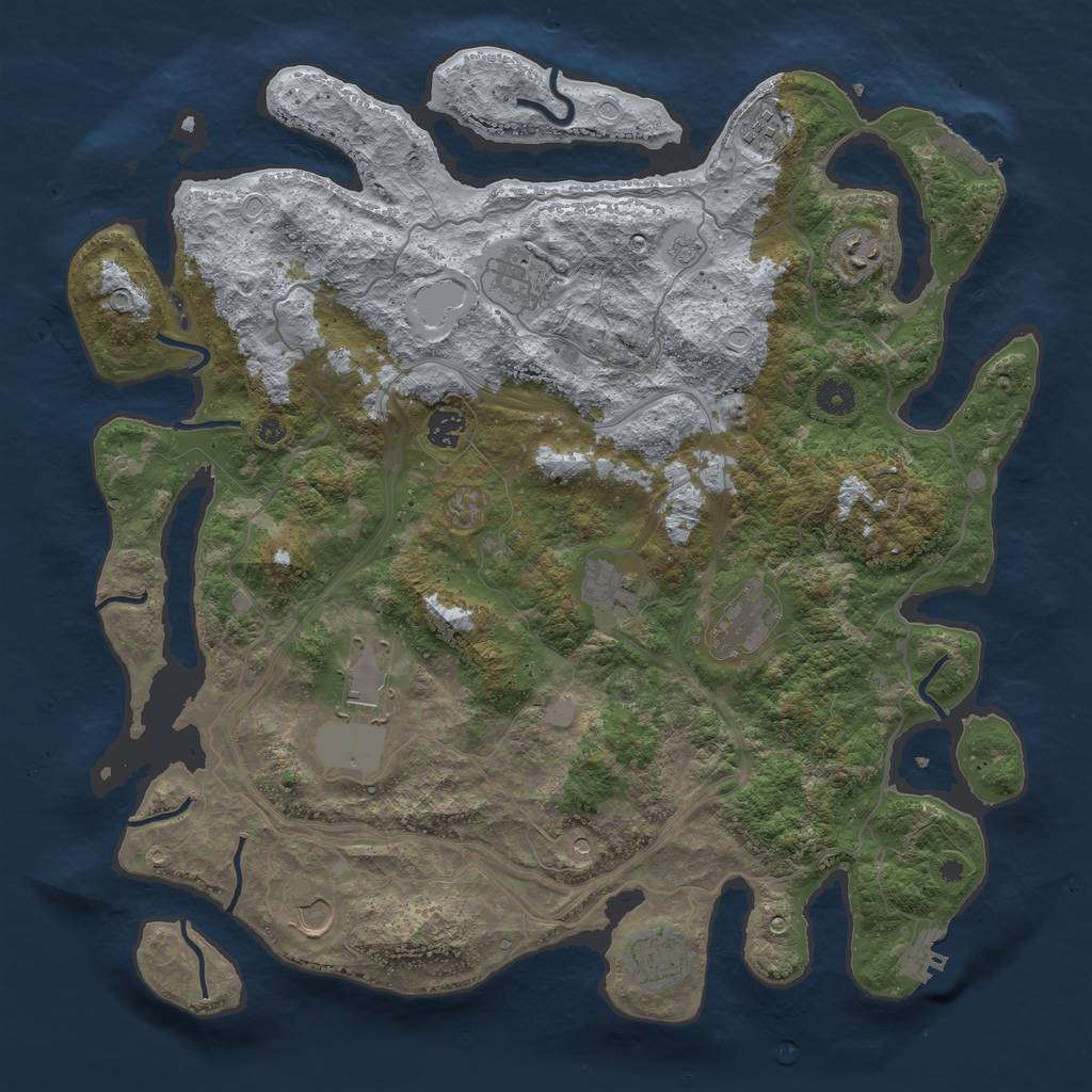 Rust Map: Procedural Map, Size: 4250, Seed: 603974225, 18 Monuments