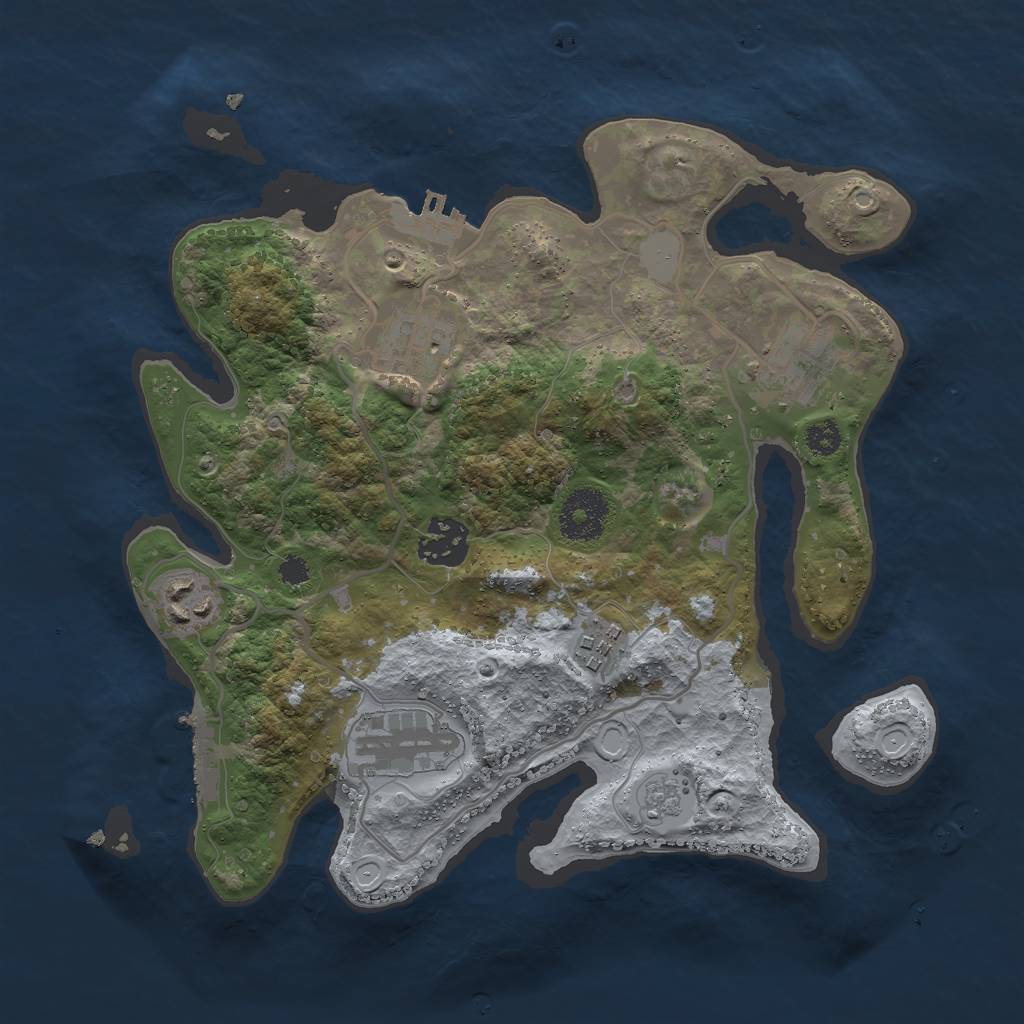 Rust Map: Procedural Map, Size: 3000, Seed: 1907381118, 14 Monuments