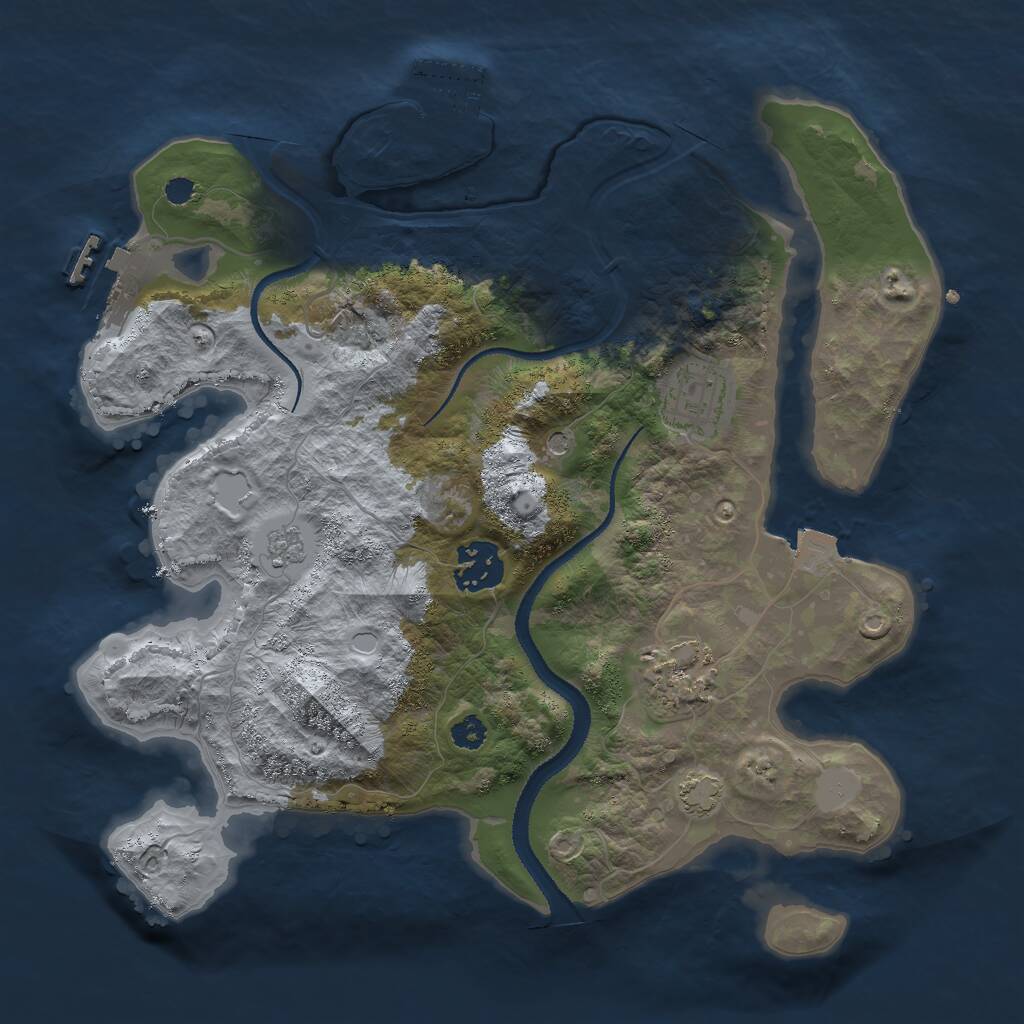 Rust Map: Procedural Map, Size: 3000, Seed: 1157850036, 9 Monuments