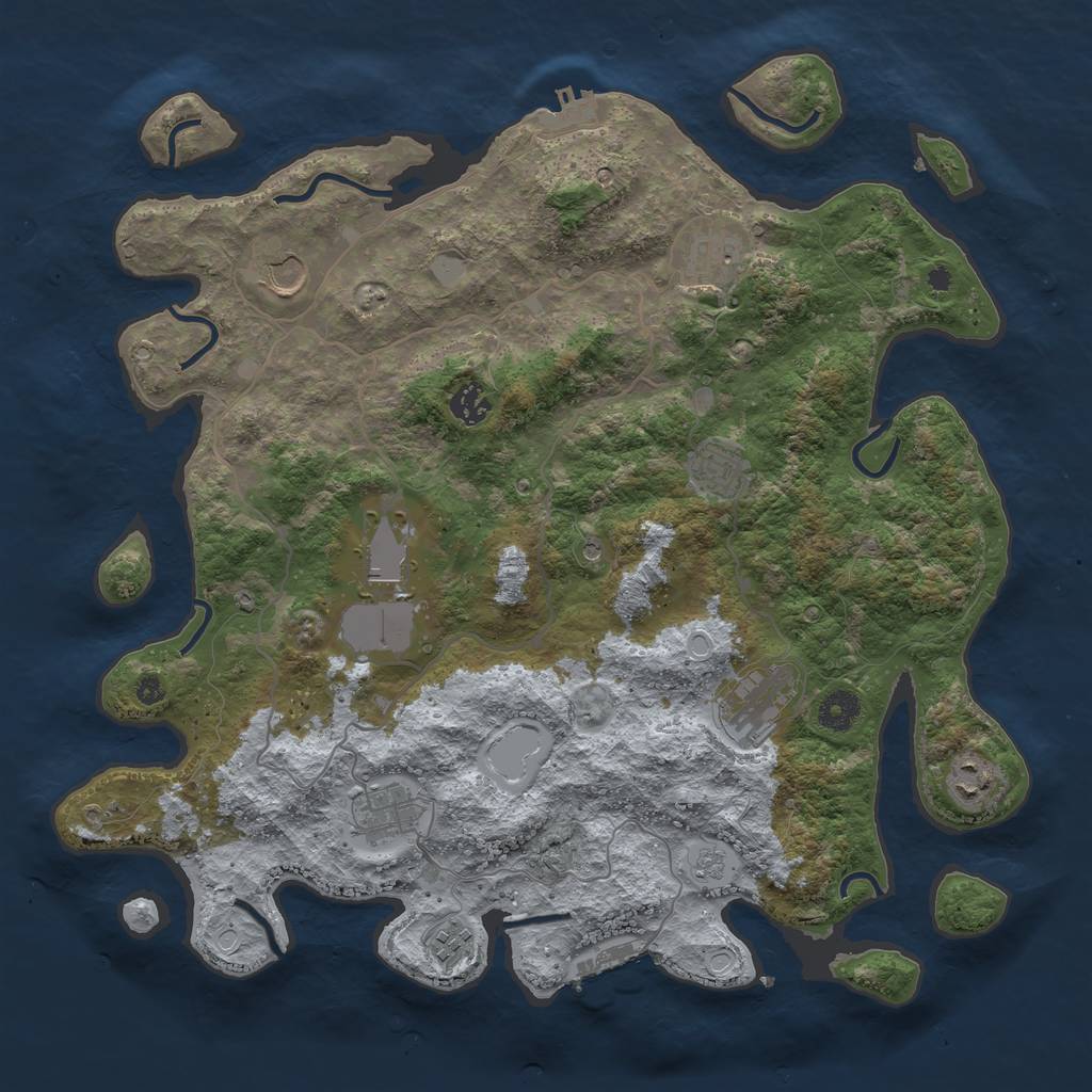 Rust Map: Procedural Map, Size: 4000, Seed: 2424242, 18 Monuments