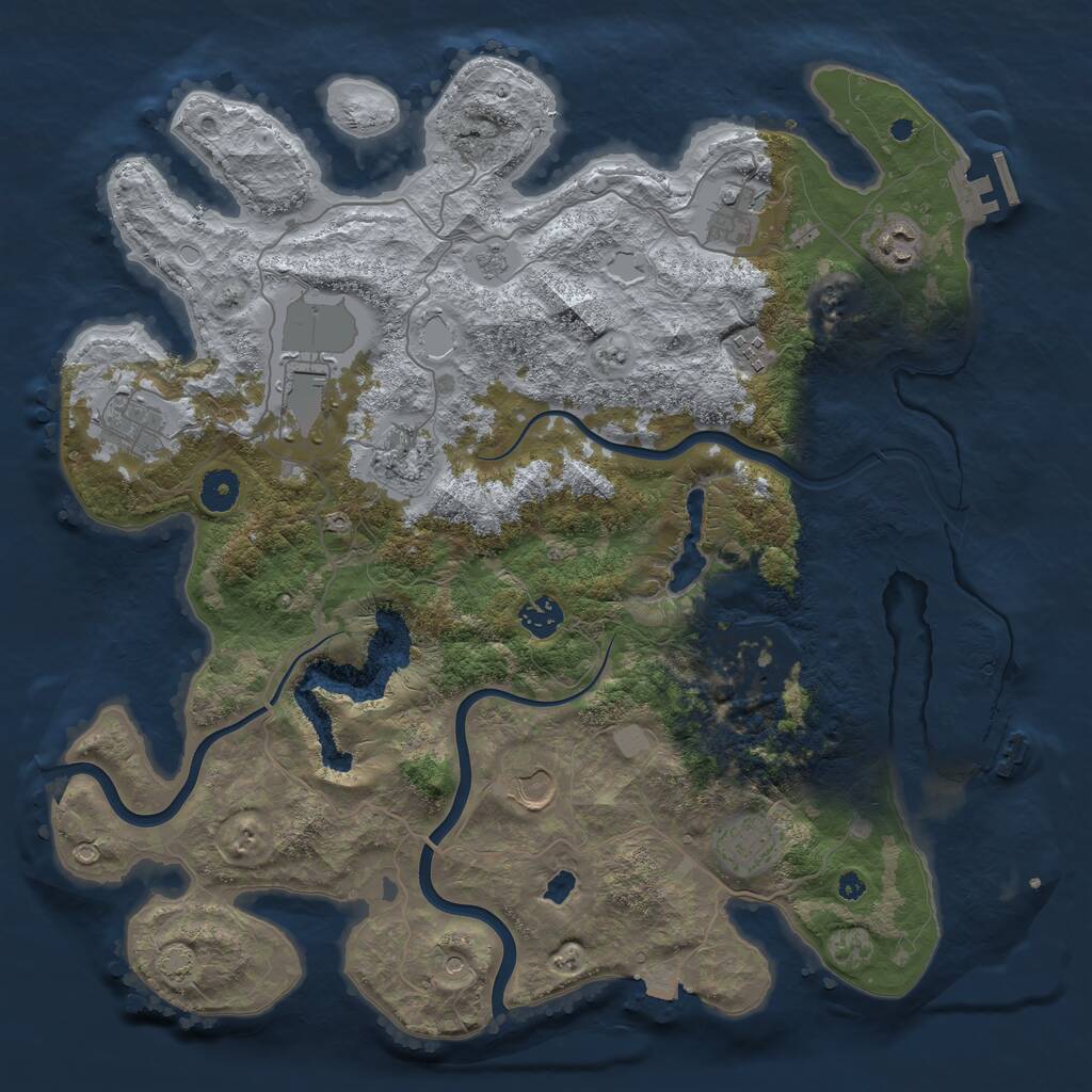 Rust Map: Procedural Map, Size: 4000, Seed: 1996011358, 16 Monuments