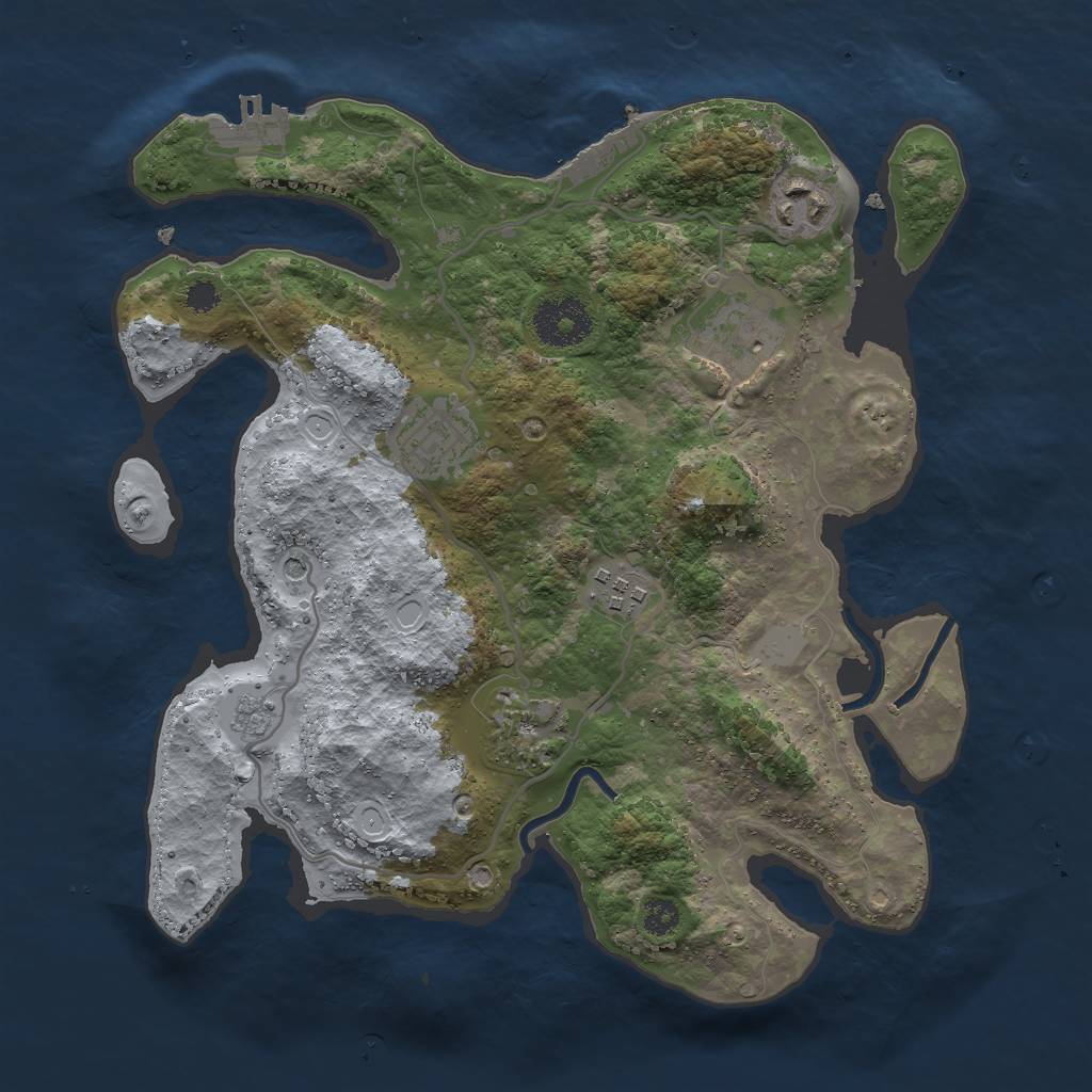 Rust Map: Procedural Map, Size: 3000, Seed: 34242, 14 Monuments