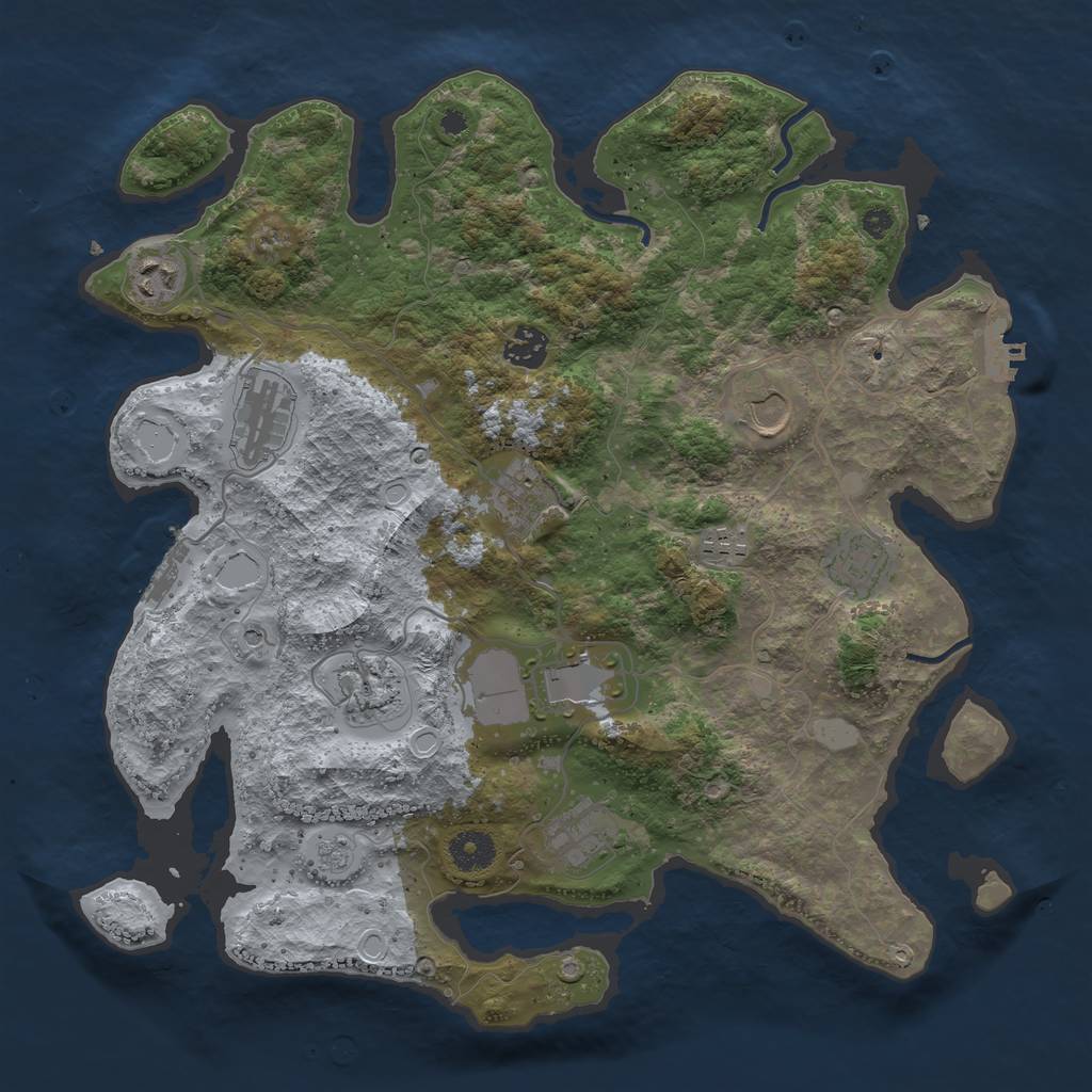 Rust Map: Procedural Map, Size: 3750, Seed: 1792631733, 19 Monuments