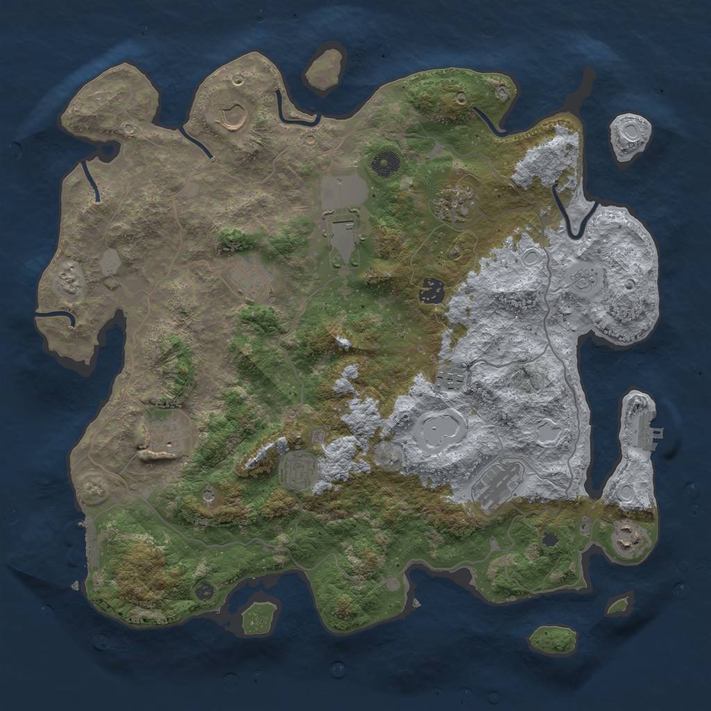 Rust Map: Procedural Map, Size: 4000, Seed: 610346478, 19 Monuments
