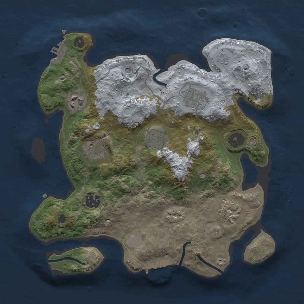 Rust Map: Procedural Map, Size: 3000, Seed: 2035958775, 15 Monuments