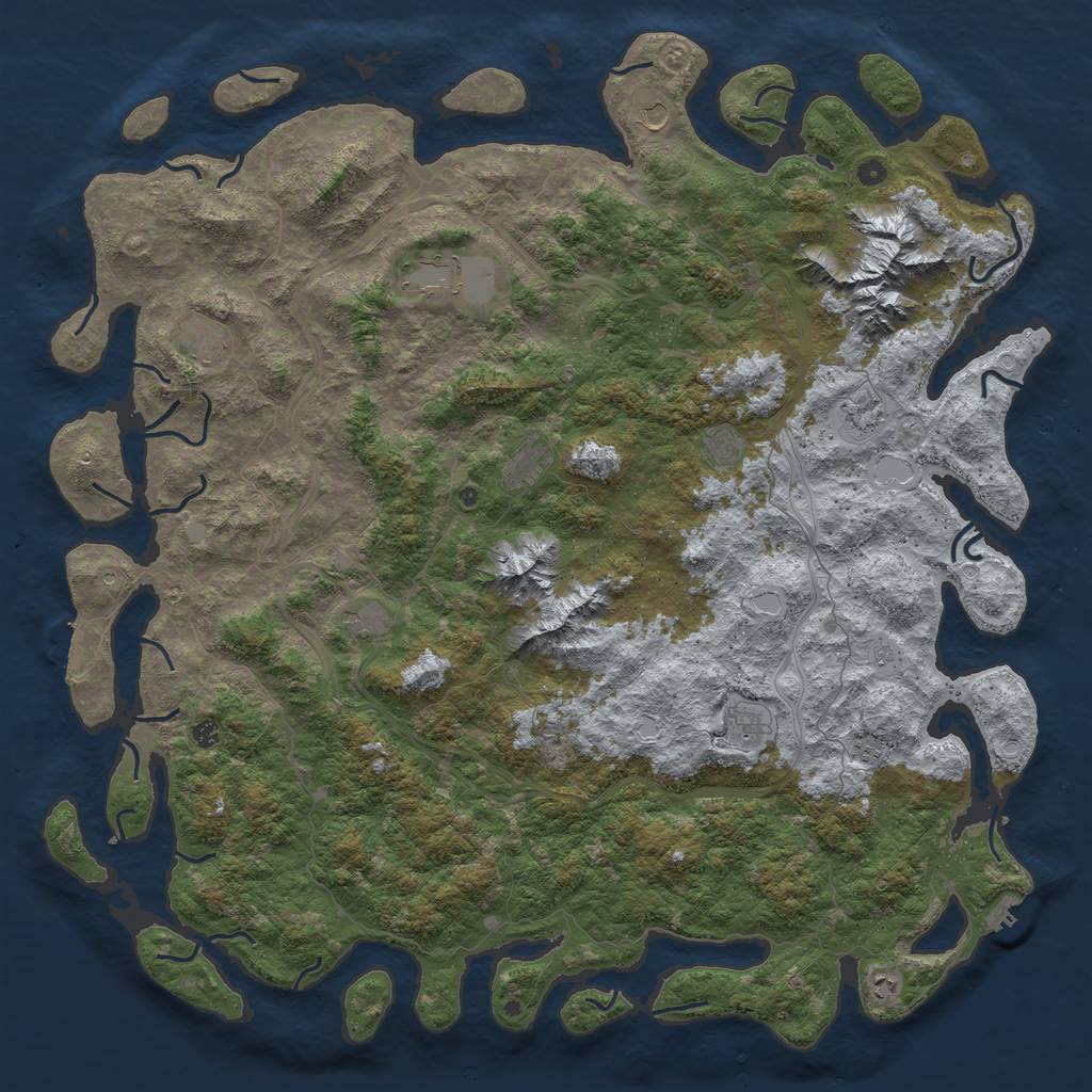 Rust Map: Procedural Map, Size: 6000, Seed: 128, 20 Monuments