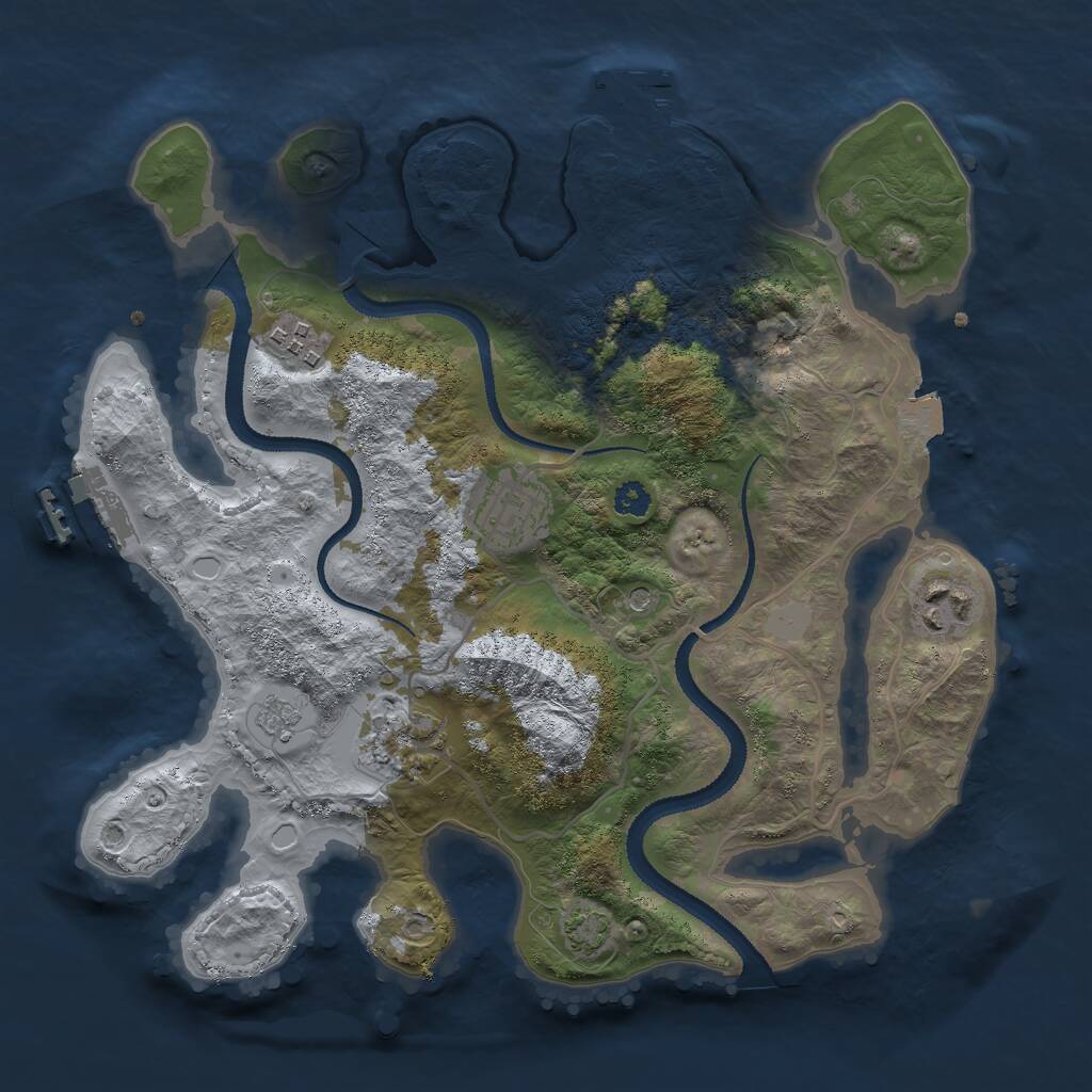 Rust Map: Procedural Map, Size: 3000, Seed: 543016435, 10 Monuments