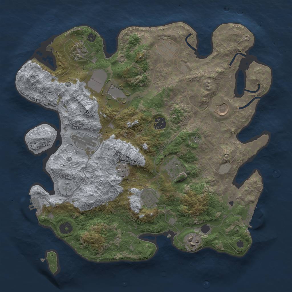 Rust Map: Procedural Map, Size: 3500, Seed: 132865, 19 Monuments