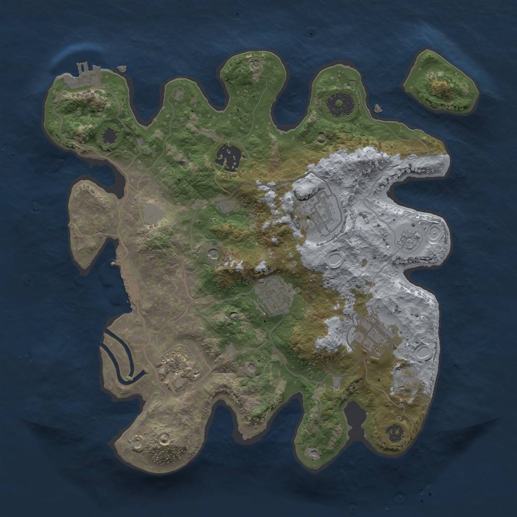 Rust Map: Procedural Map, Size: 3000, Seed: 823799548, 14 Monuments