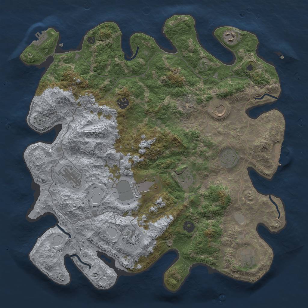 Rust Map: Procedural Map, Size: 4000, Seed: 272843437, 19 Monuments