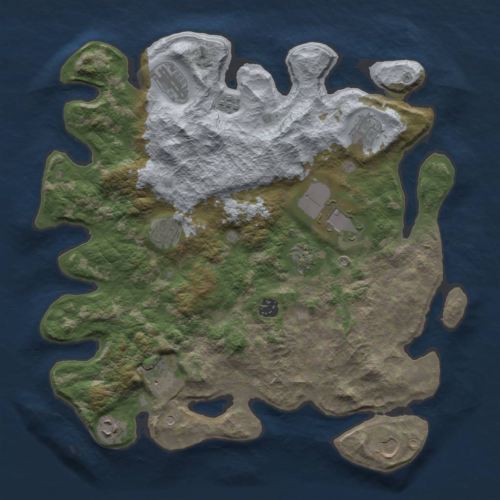 Rust Map: Barren, Size: 3800, Seed: 1865991798, 13 Monuments