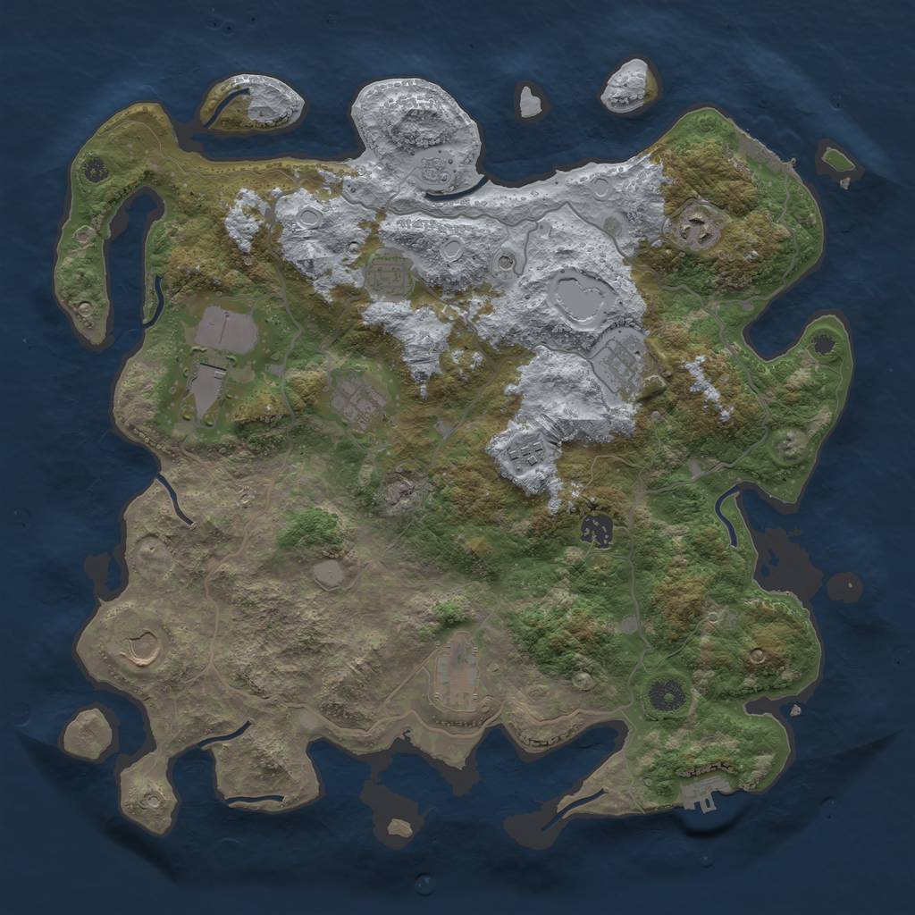 Rust Map: Procedural Map, Size: 4000, Seed: 820676328, 18 Monuments