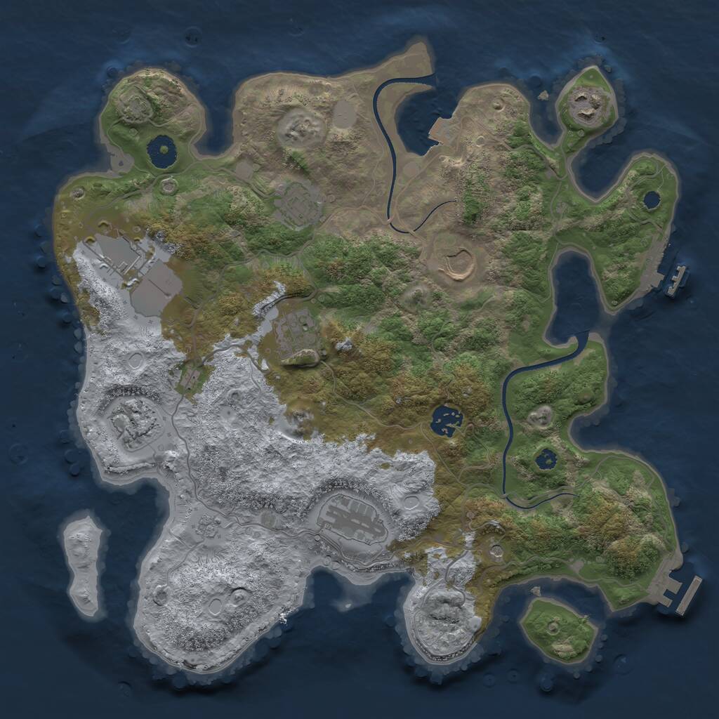 Rust Map: Procedural Map, Size: 3500, Seed: 304173364, 14 Monuments
