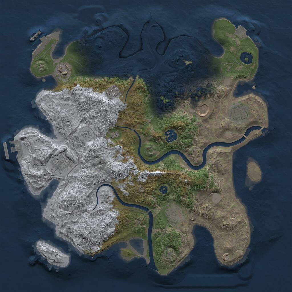 Rust Map: Procedural Map, Size: 3500, Seed: 684535236, 13 Monuments