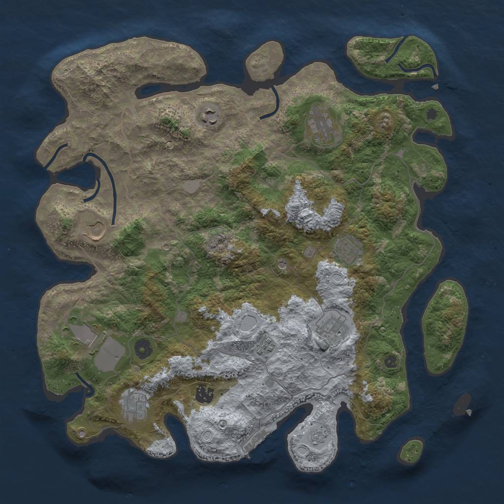 Rust Map: Procedural Map, Size: 4000, Seed: 1058981542, 17 Monuments