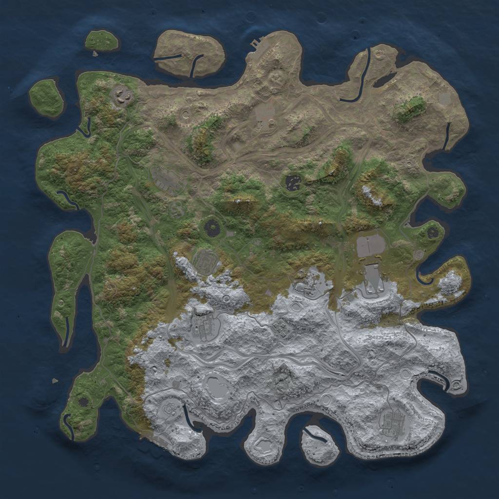 Rust Map: Procedural Map, Size: 4500, Seed: 20301, 19 Monuments
