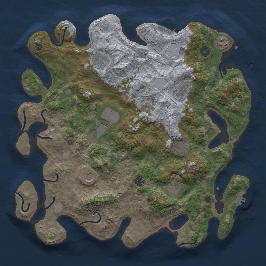 Rust Map: Procedural Map, Size: 4000, Seed: 1528, 18 Monuments