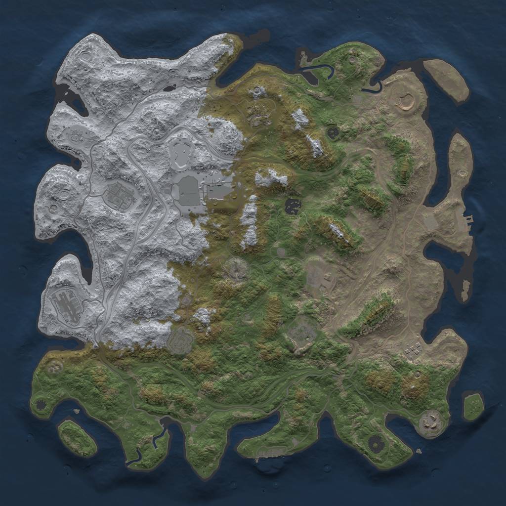 Rust Map: Procedural Map, Size: 4500, Seed: 1999215790, 20 Monuments