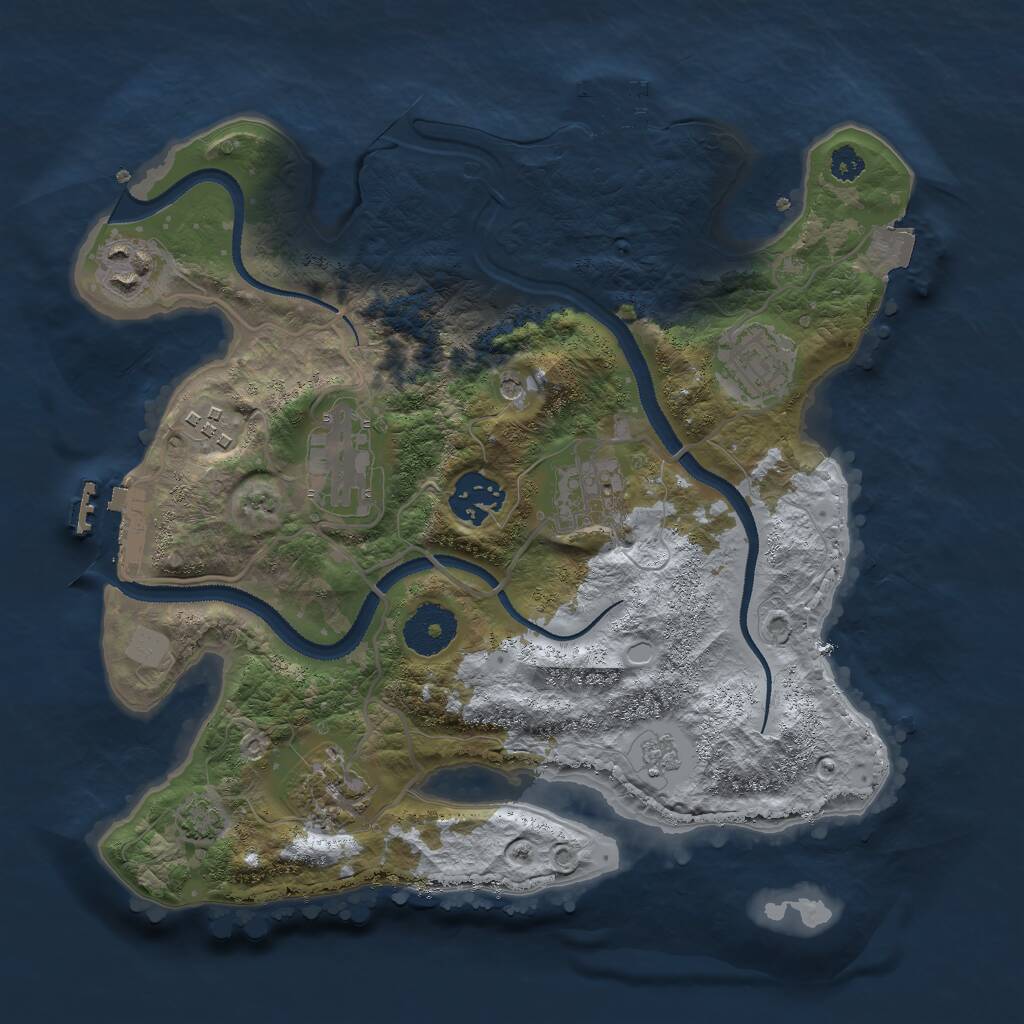 Rust Map: Procedural Map, Size: 3000, Seed: 6747, 13 Monuments