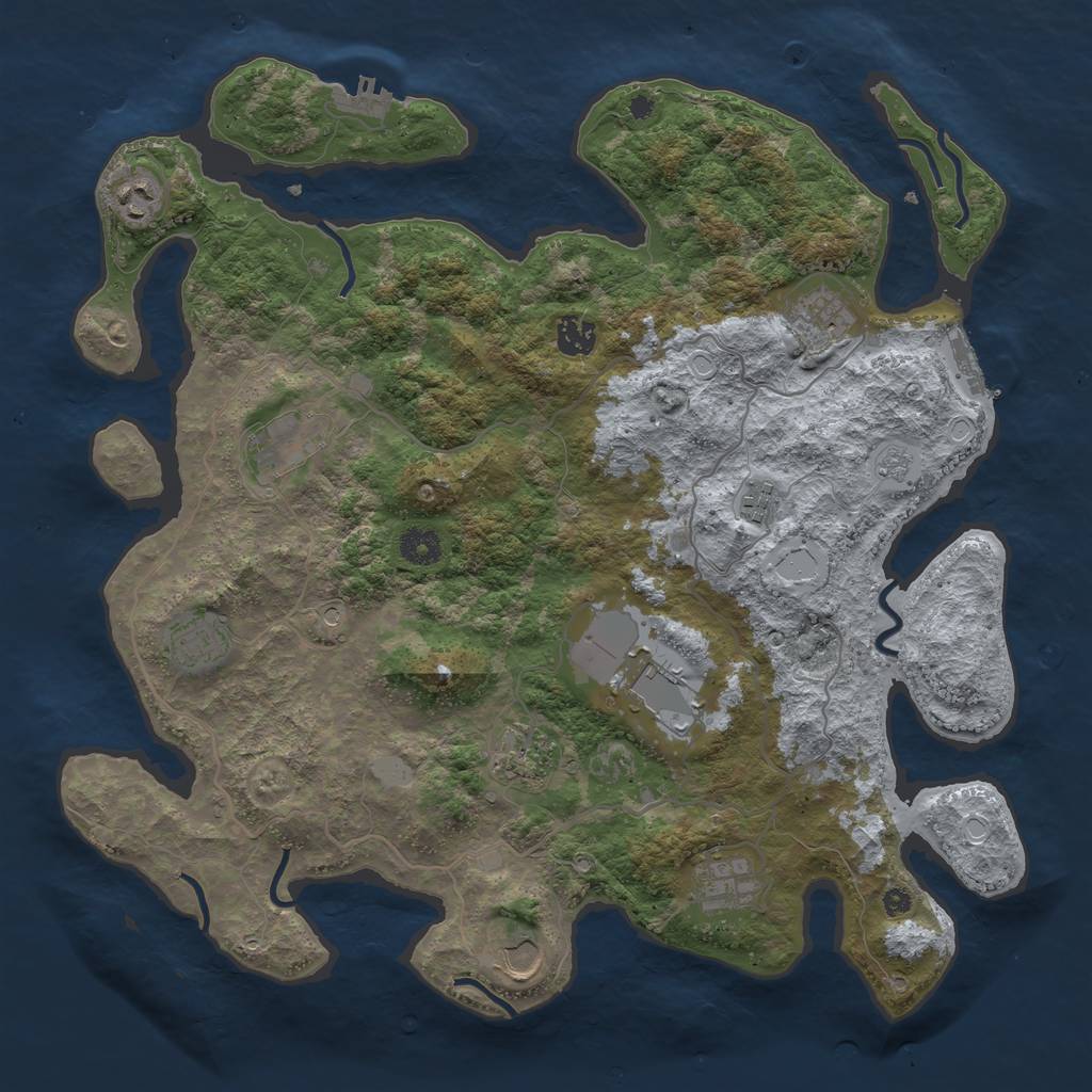 Rust Map: Procedural Map, Size: 4000, Seed: 1258169974, 19 Monuments