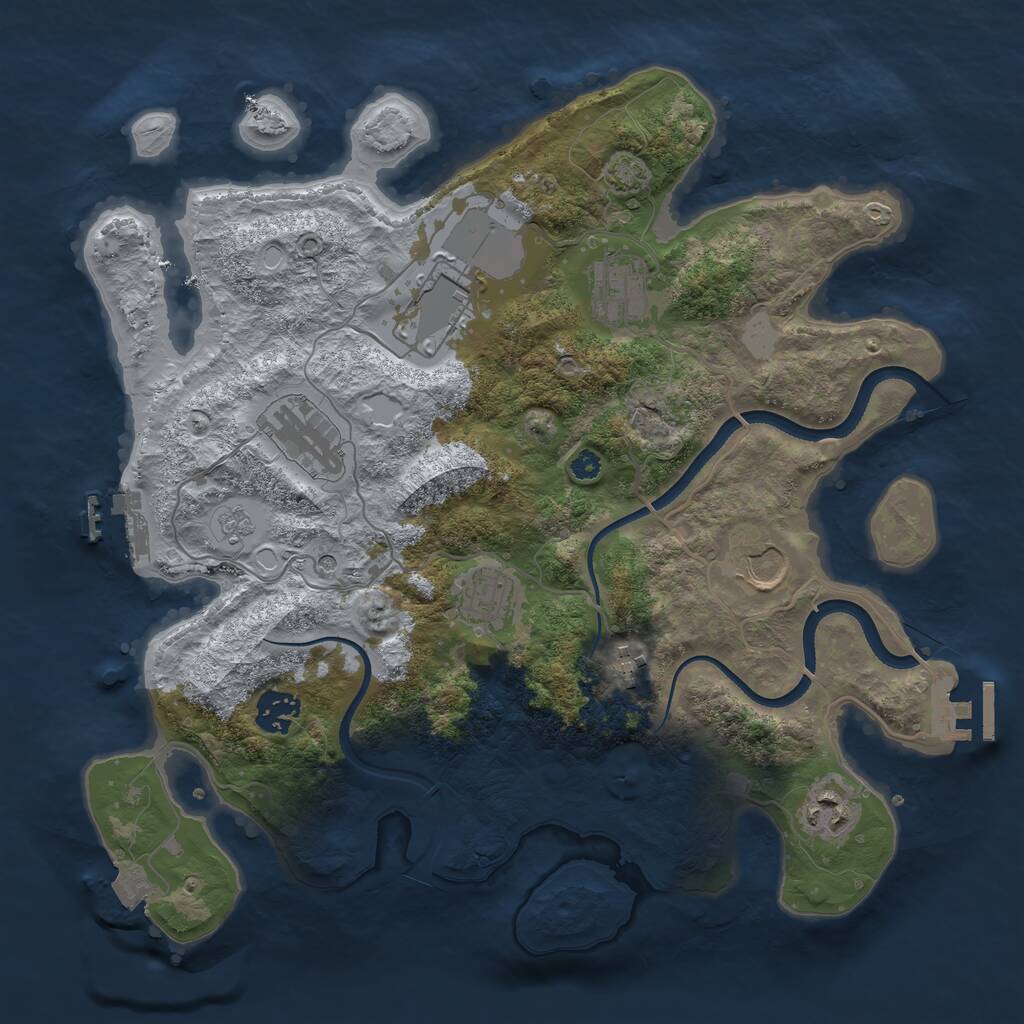 Rust Map: Procedural Map, Size: 3500, Seed: 733900751, 14 Monuments