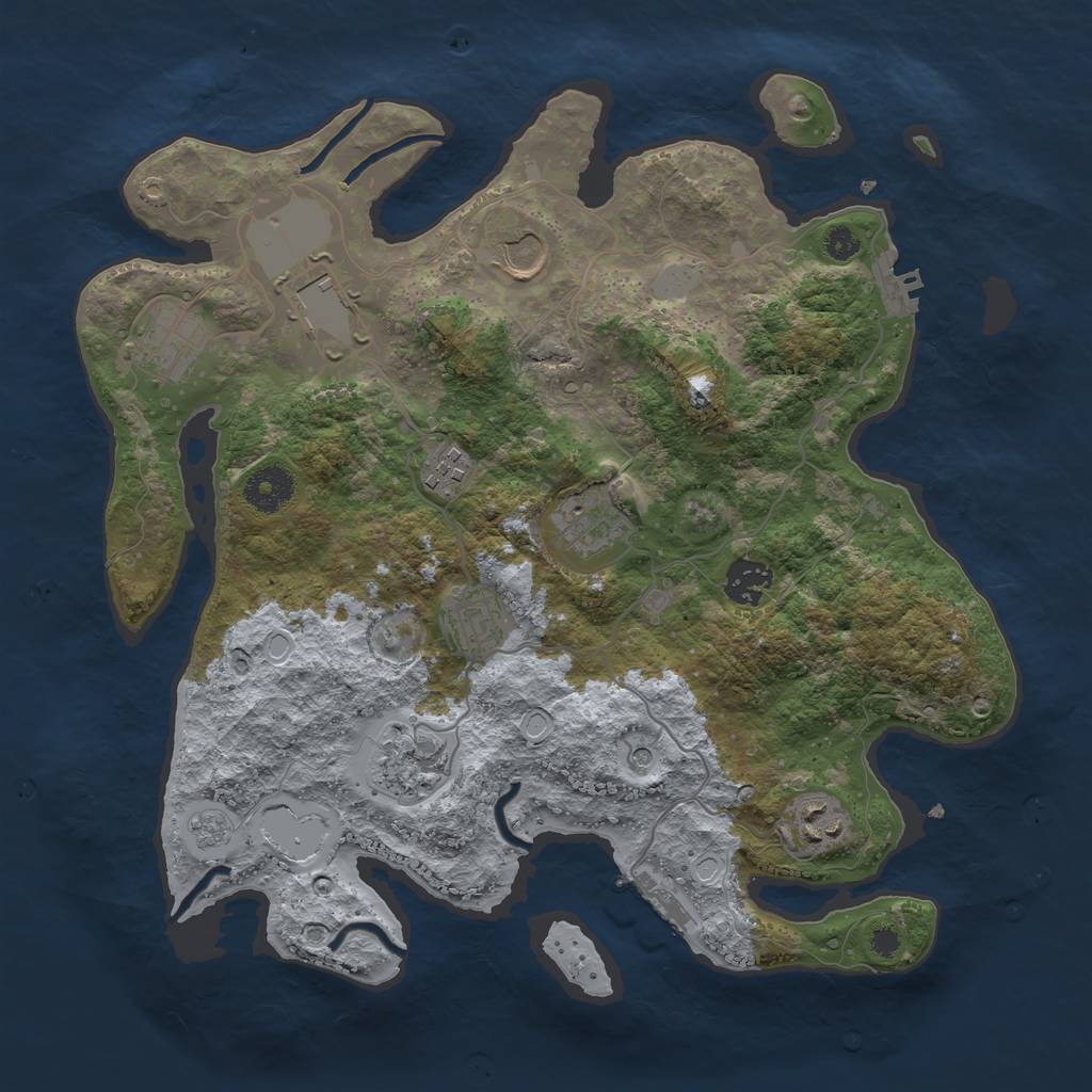 Rust Map: Procedural Map, Size: 3500, Seed: 900587, 18 Monuments