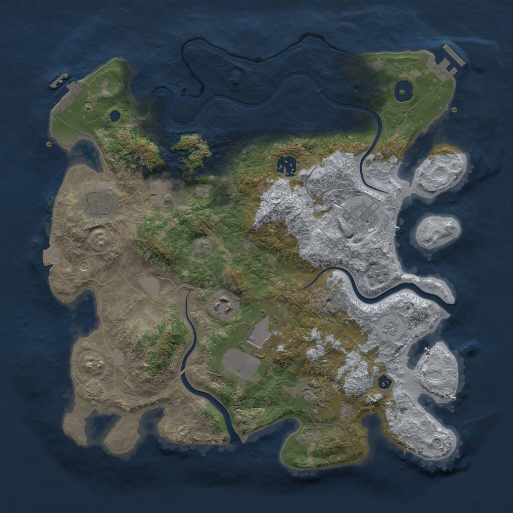 Rust Map: Procedural Map, Size: 3750, Seed: 2212025, 14 Monuments