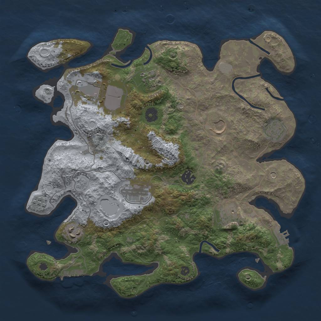 Rust Map: Procedural Map, Size: 3500, Seed: 1884342958, 18 Monuments