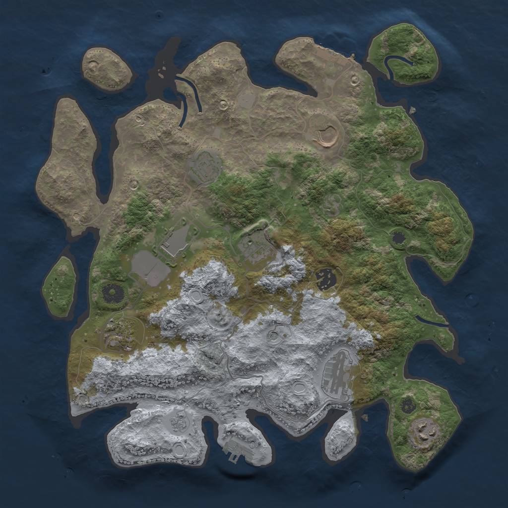 Rust Map: Procedural Map, Size: 3550, Seed: 47150805, 17 Monuments