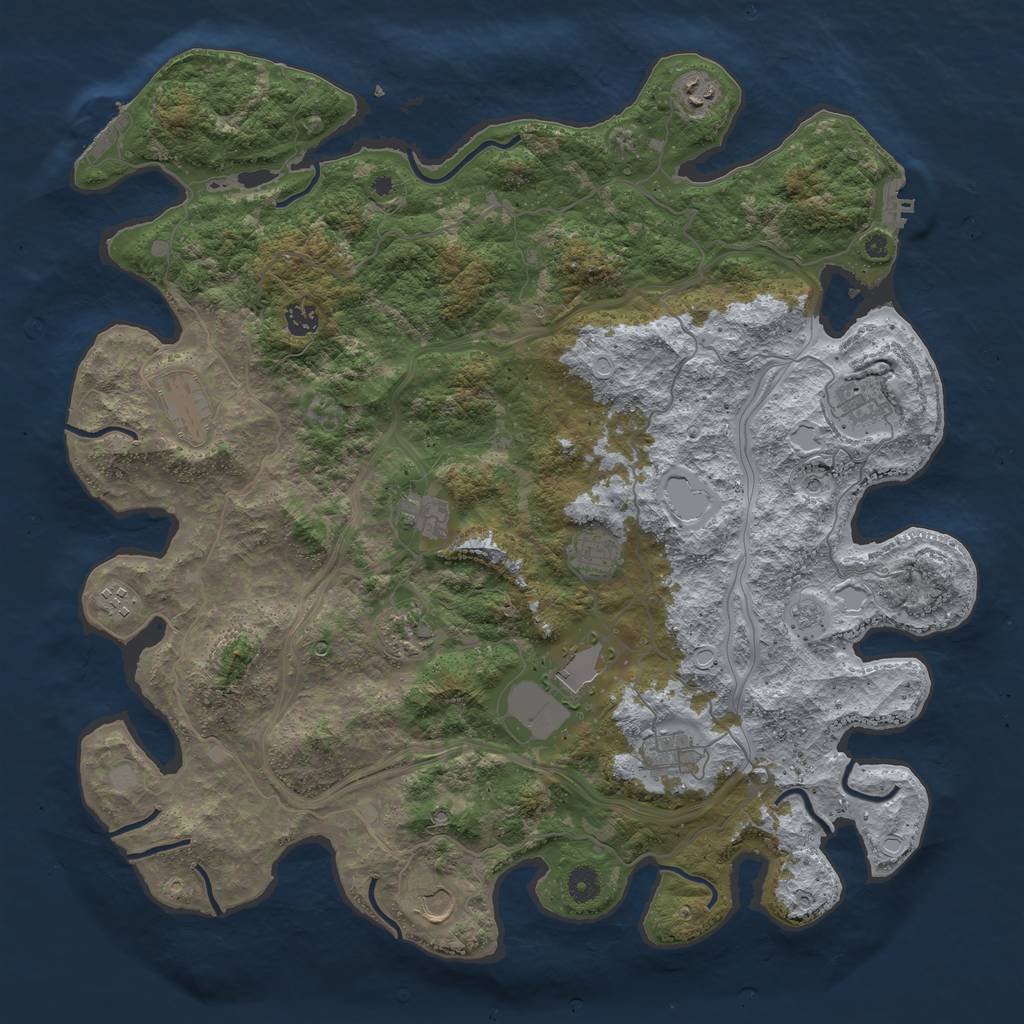 Rust Map: Procedural Map, Size: 4500, Seed: 2557788, 20 Monuments