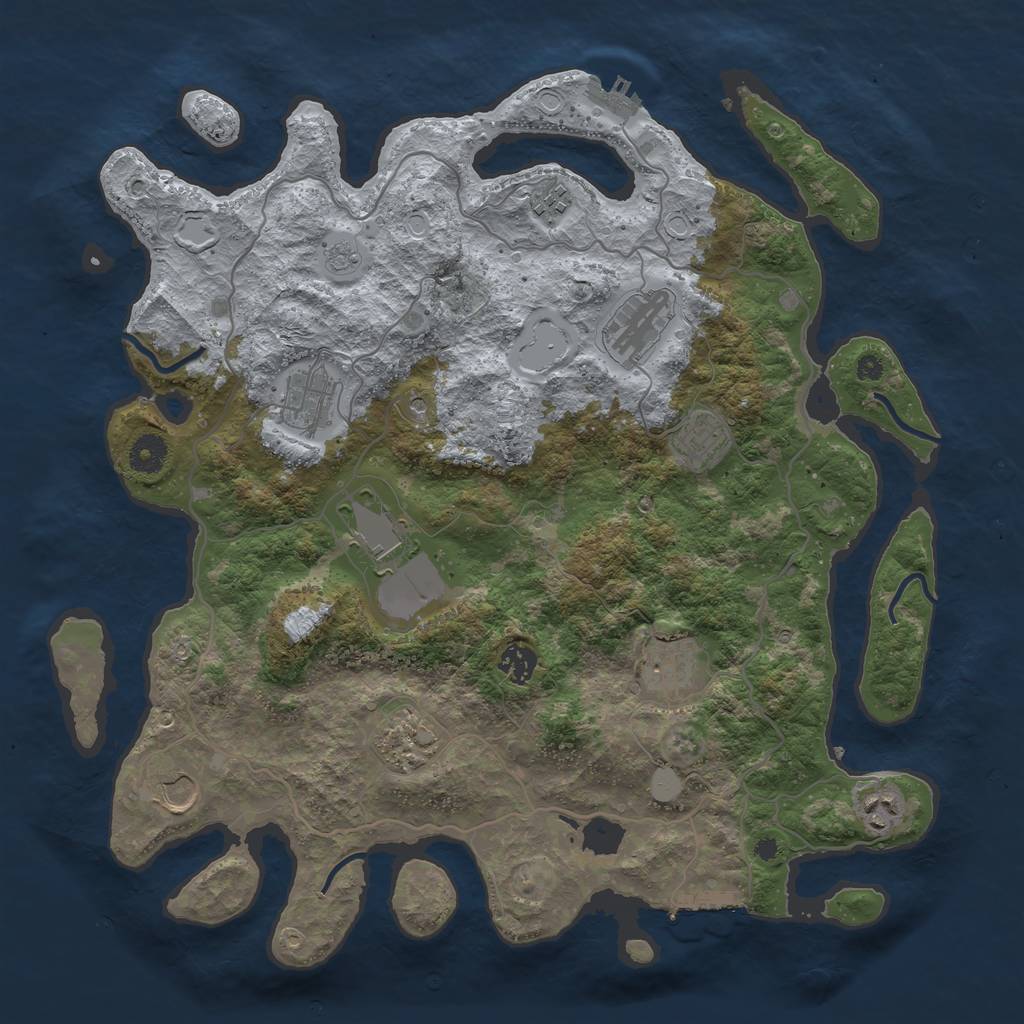 Rust Map: Procedural Map, Size: 4000, Seed: 1015322964, 19 Monuments