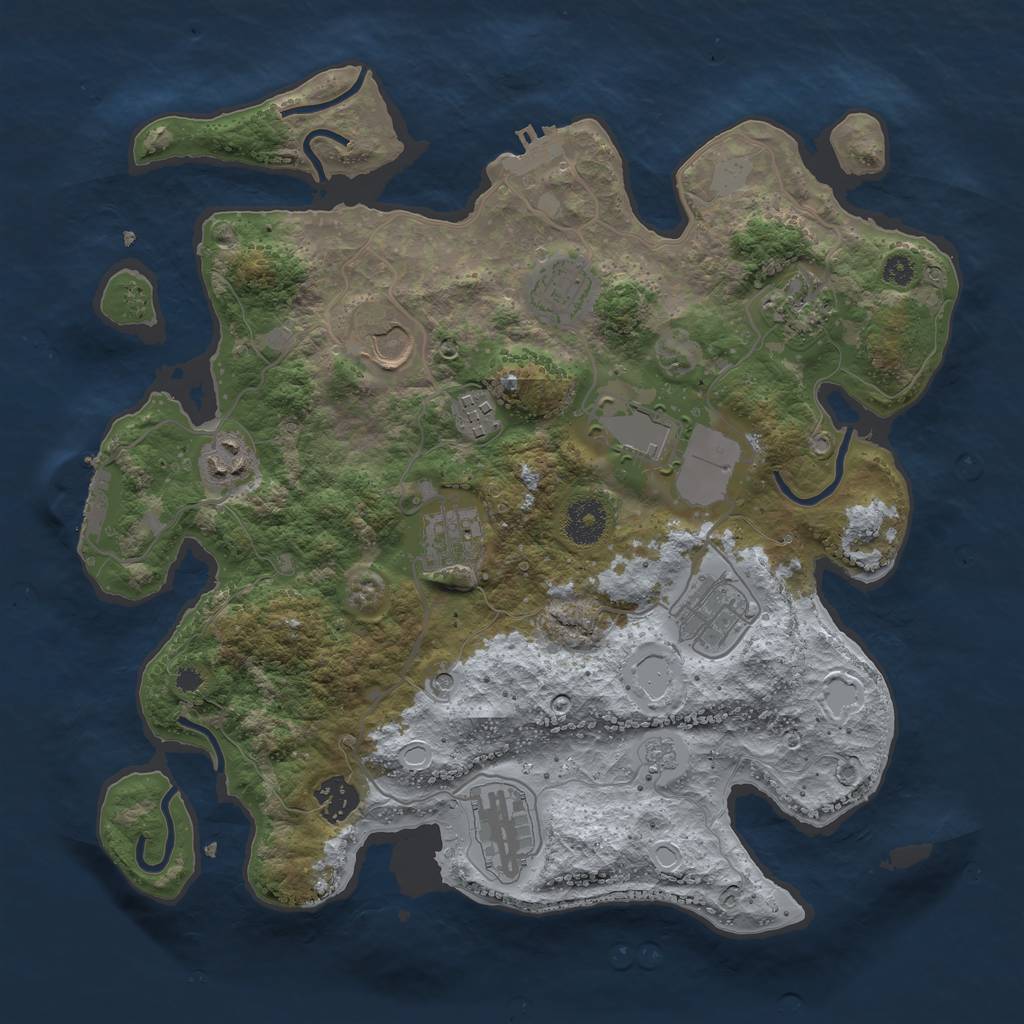 Rust Map: Procedural Map, Size: 3500, Seed: 1001642751, 19 Monuments