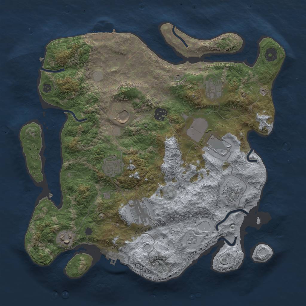 Rust Map: Procedural Map, Size: 3500, Seed: 27763505, 17 Monuments