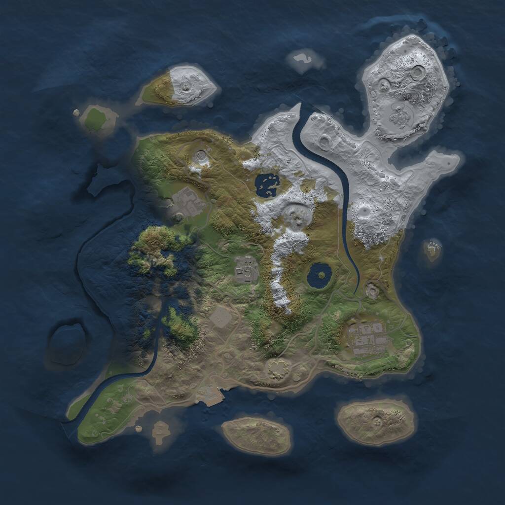 Rust Map: Procedural Map, Size: 3000, Seed: 1212651620, 8 Monuments
