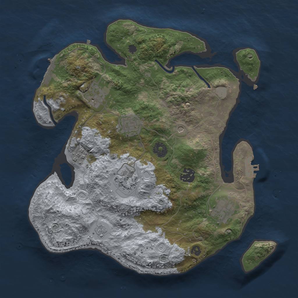 Rust Map: Procedural Map, Size: 3000, Seed: 2114389607, 15 Monuments