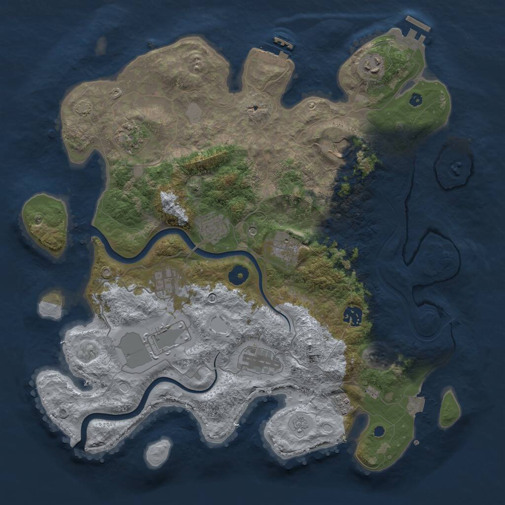 Rust Map: Procedural Map, Size: 3850, Seed: 33447513, 16 Monuments