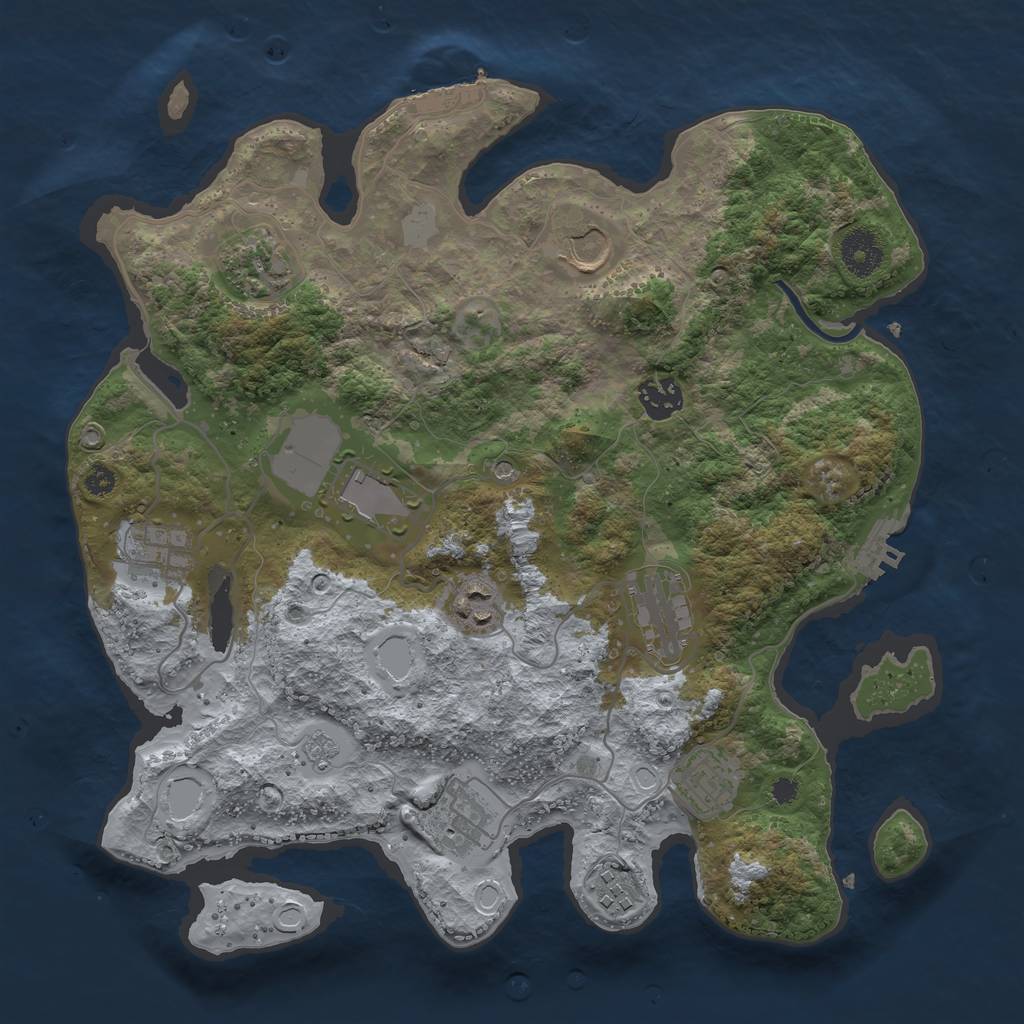 Rust Map: Procedural Map, Size: 3500, Seed: 431227939, 19 Monuments