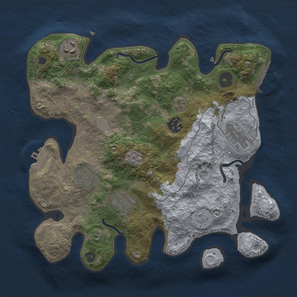 Rust Map: Procedural Map, Size: 3000, Seed: 21582551, 15 Monuments