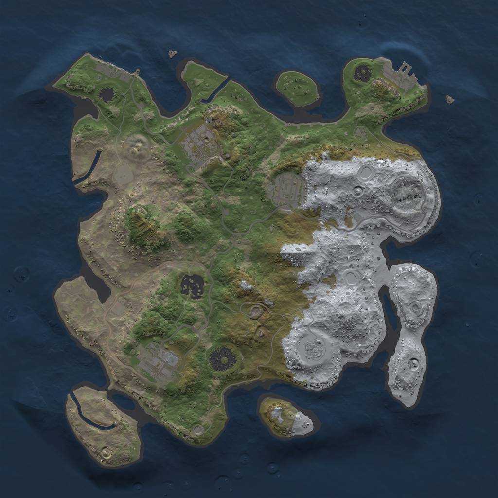 Rust Map: Procedural Map, Size: 3000, Seed: 1401, 12 Monuments