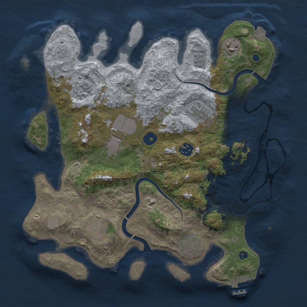 Rust Map: Procedural Map, Size: 3500, Seed: 1200, 13 Monuments