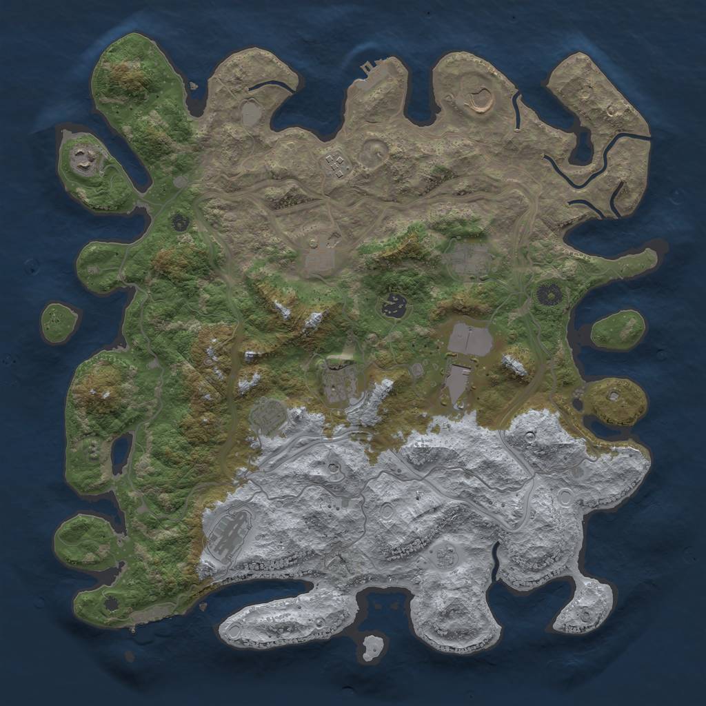 Rust Map: Procedural Map, Size: 4300, Seed: 256222953, 19 Monuments